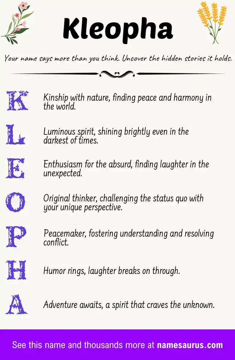Acrostic poem about Kleopha.