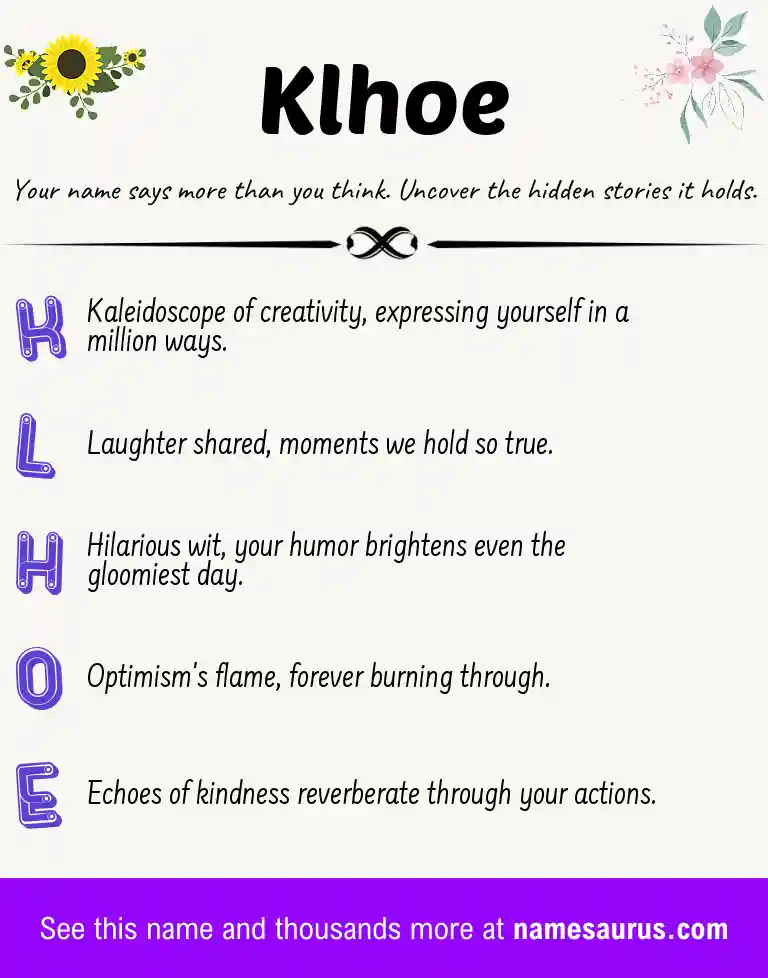 Acrostic poem about Klhoe.