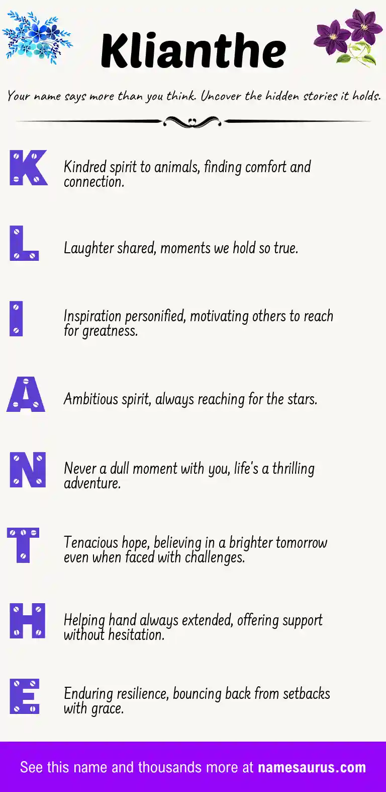 Acrostic poem about Klianthe.