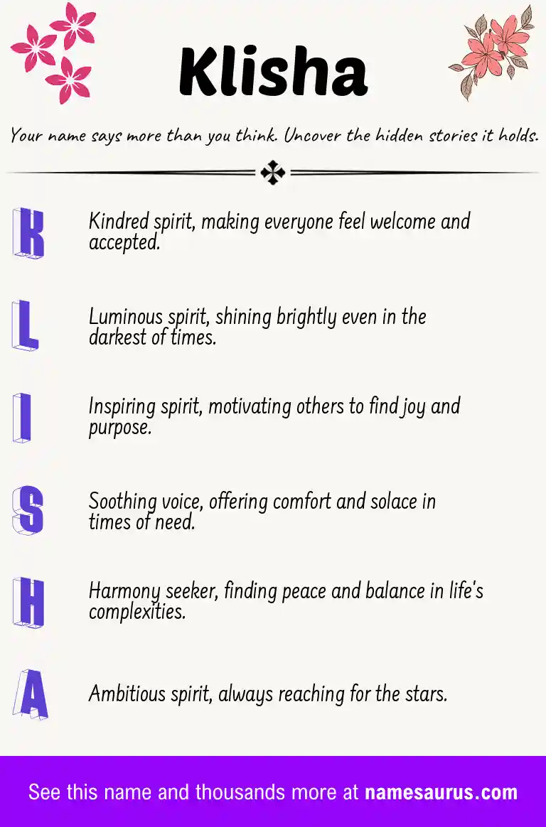 Acrostic poem about Klisha.