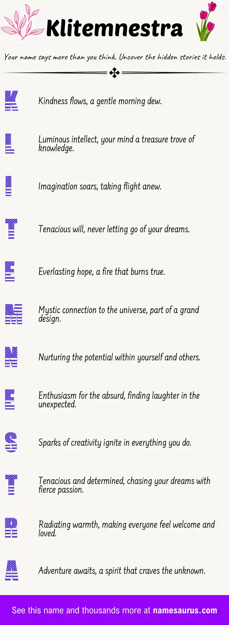 Acrostic poem about Klitemnestra.