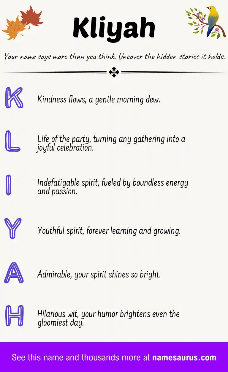 Acrostic poem about Kliyah.