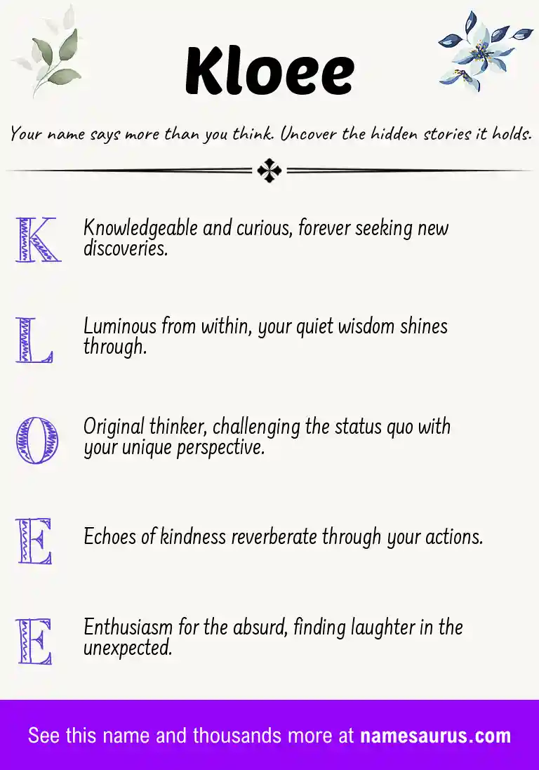 Acrostic poem about Kloee.