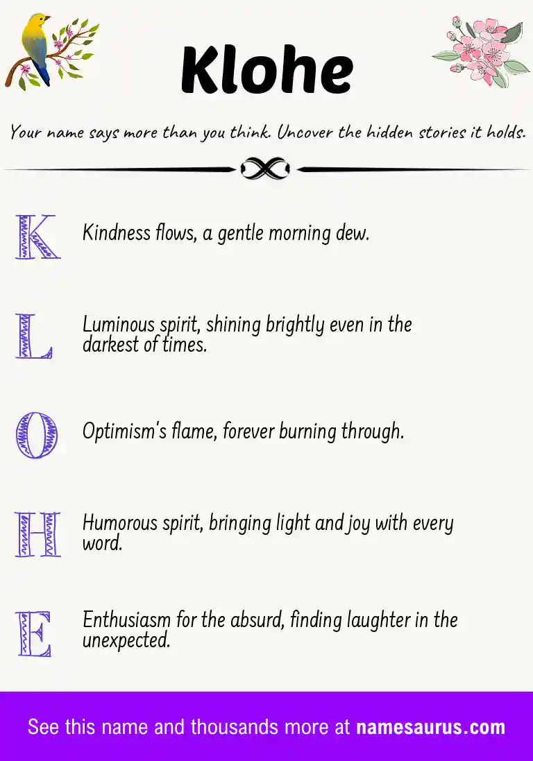 Acrostic poem about Klohe.