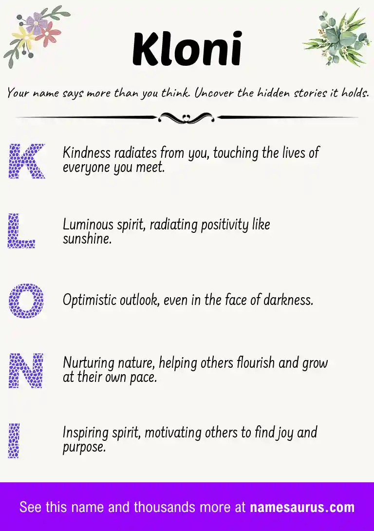 Acrostic poem about Kloni.