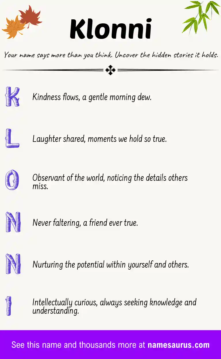 Acrostic poem about Klonni.
