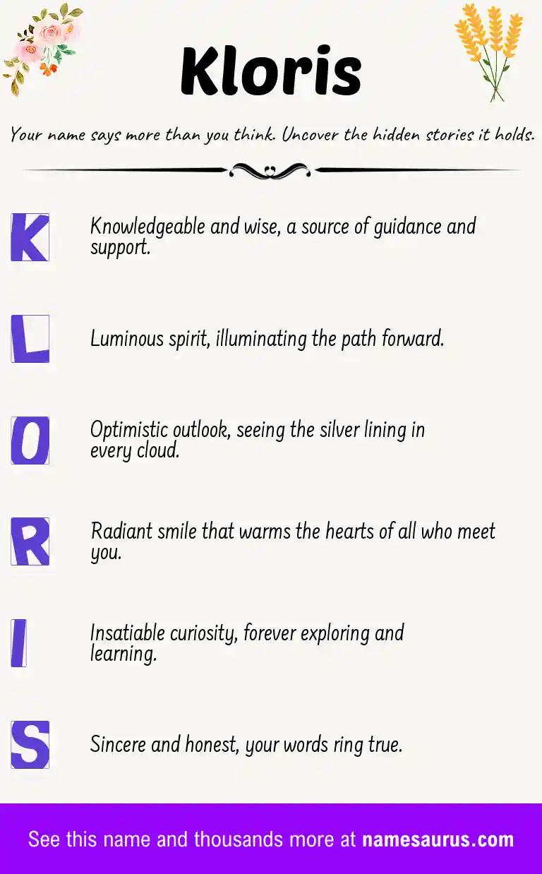 Acrostic poem about Kloris.