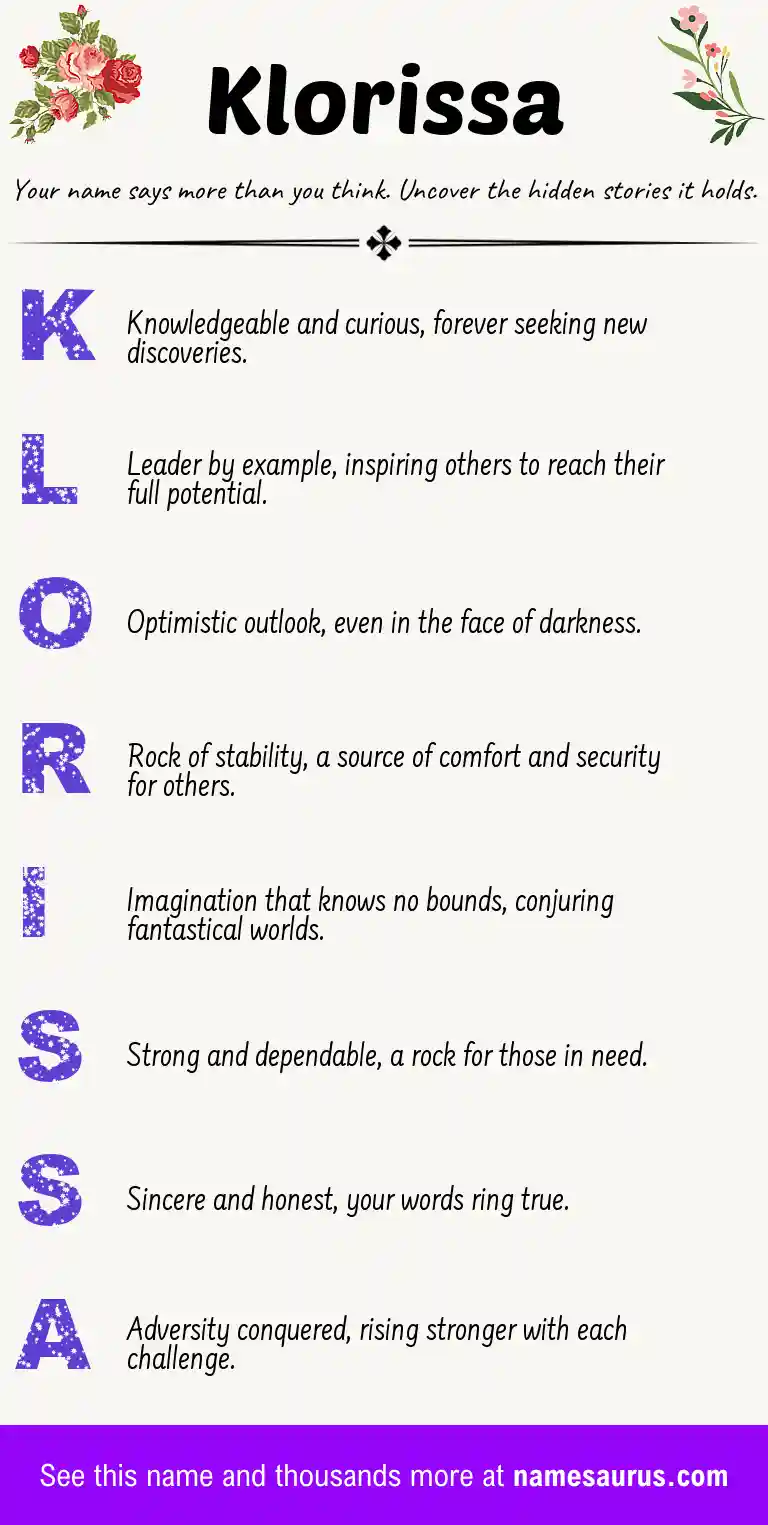 Acrostic poem about Klorissa.