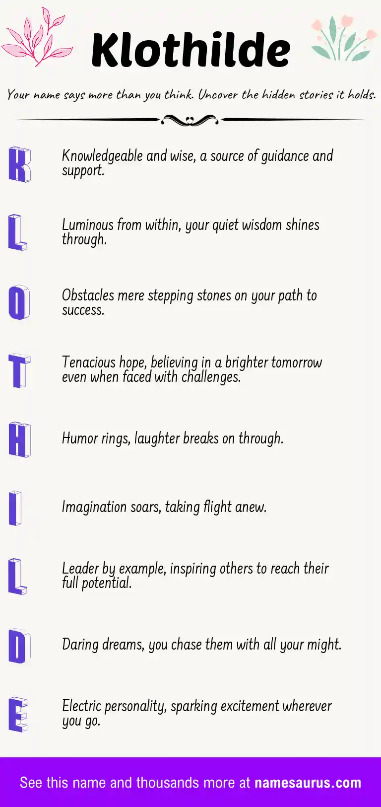 Acrostic poem about Klothilde.