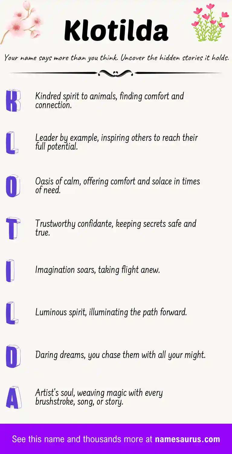 Acrostic poem about Klotilda.