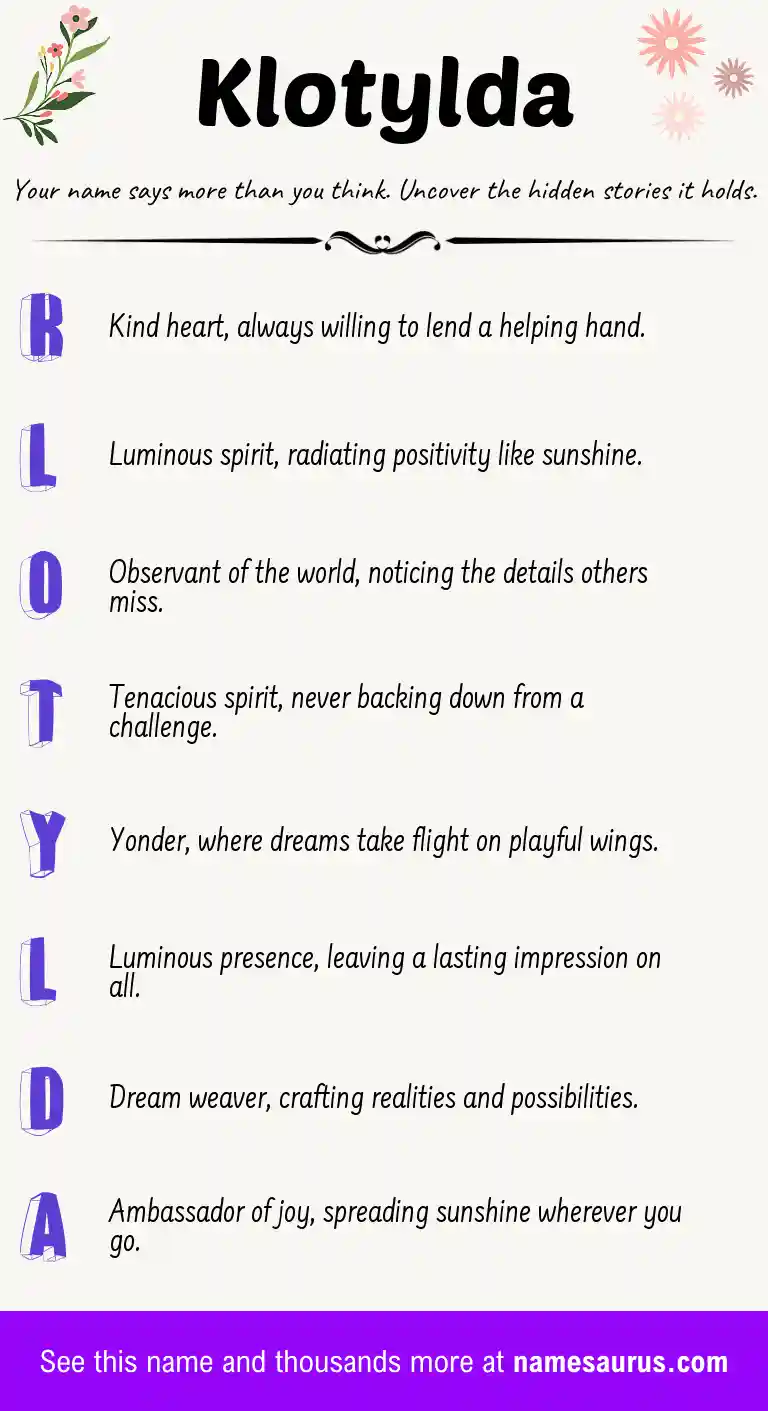 Acrostic poem about Klotylda.