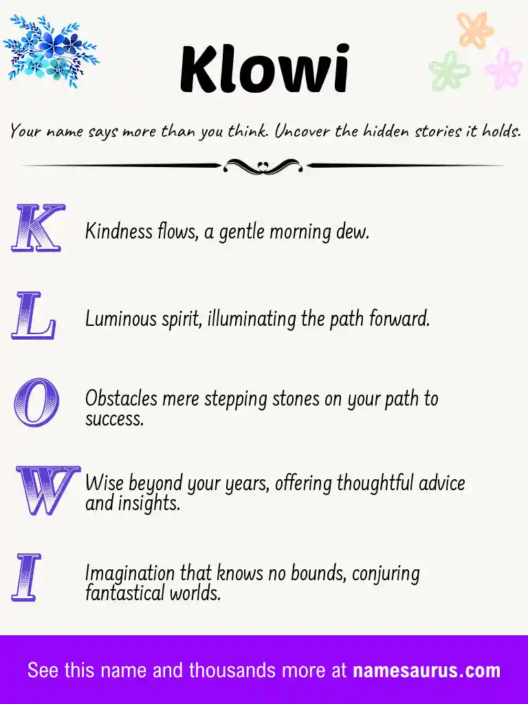 Acrostic poem about Klowi.