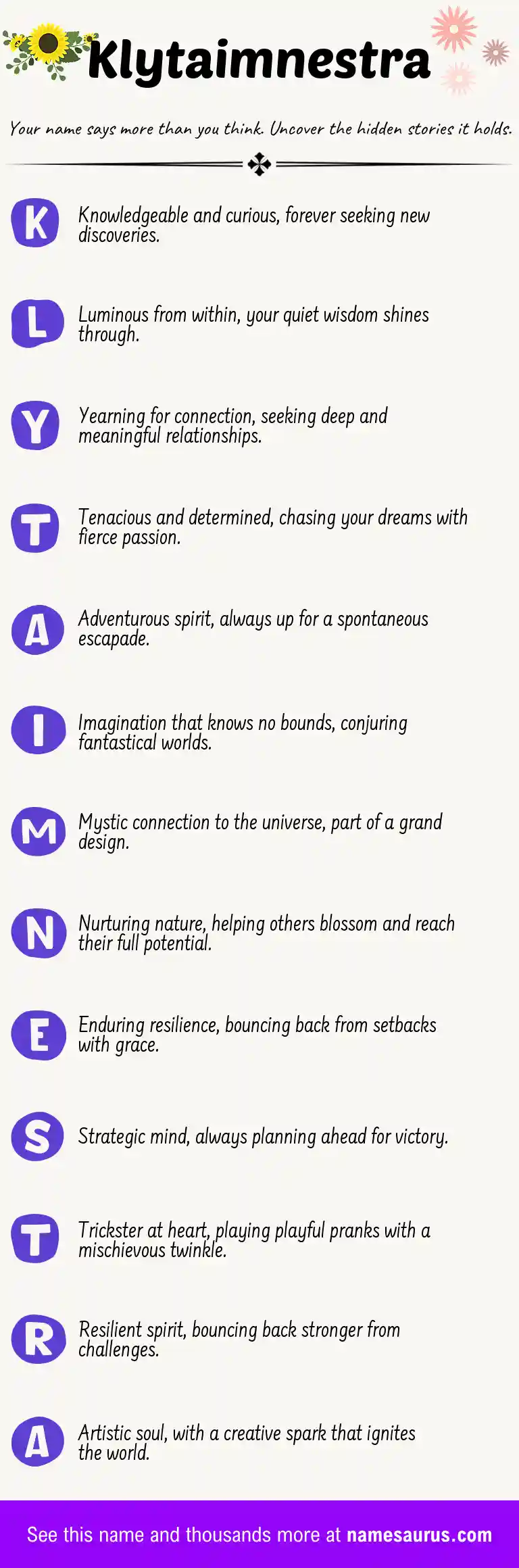 Acrostic poem about Klytaimnestra.