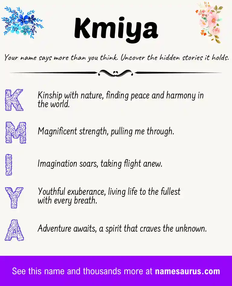 Acrostic poem about Kmiya.
