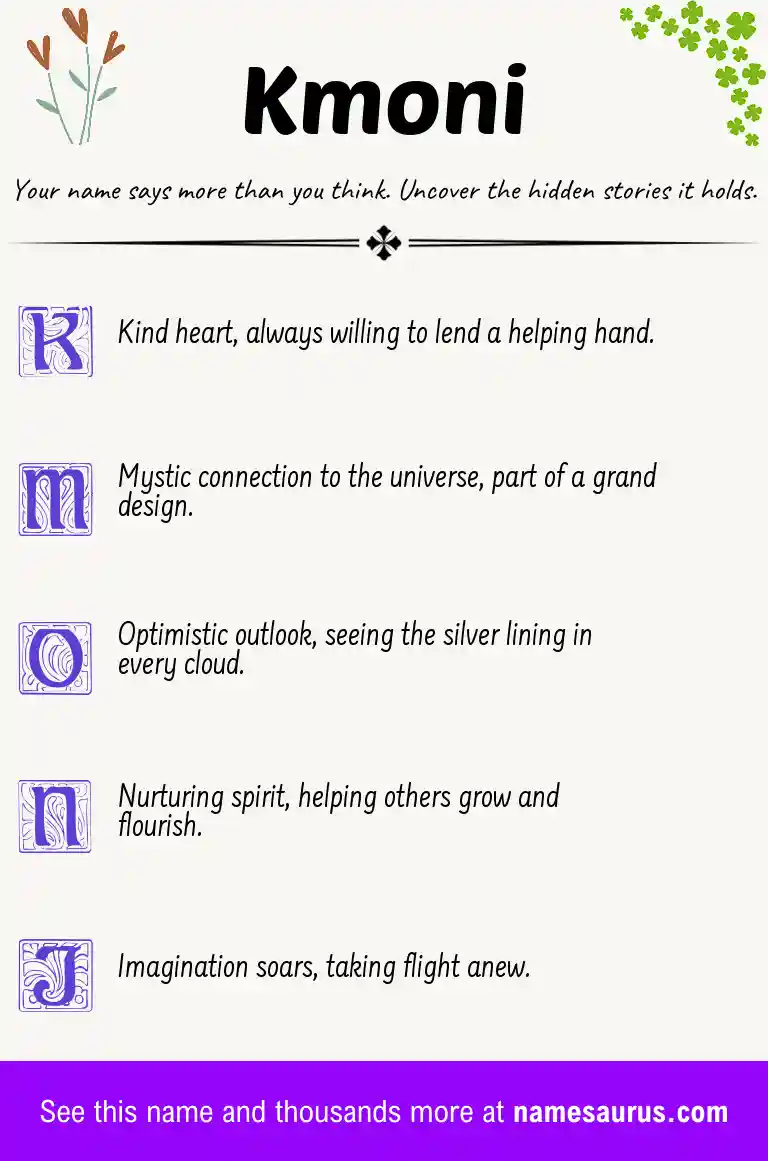 Acrostic poem about Kmoni.