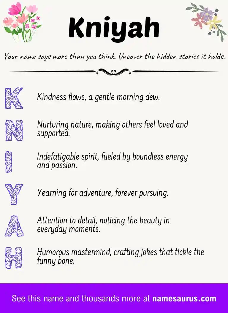 Acrostic poem about Kniyah.