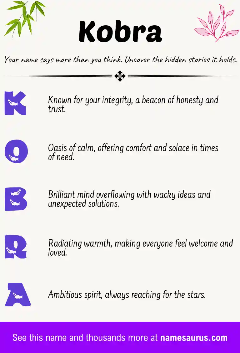 Acrostic poem about Kobra.