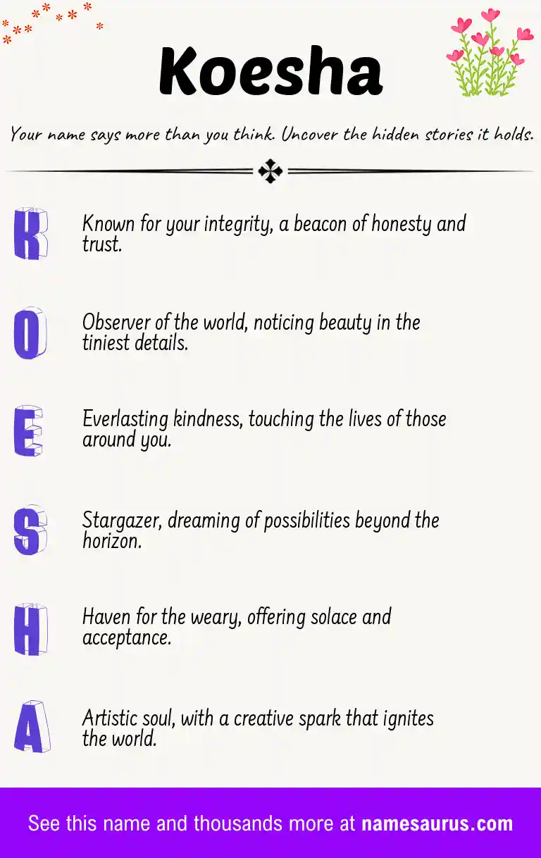 Acrostic poem about Koesha.