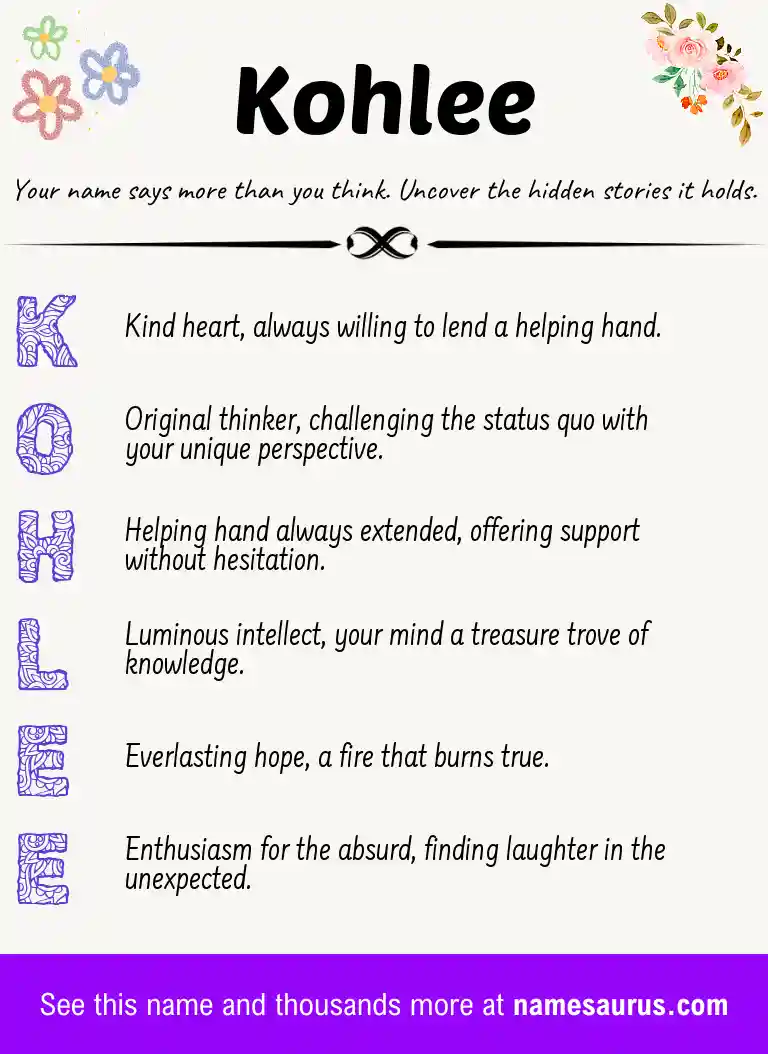 Acrostic poem about Kohlee.