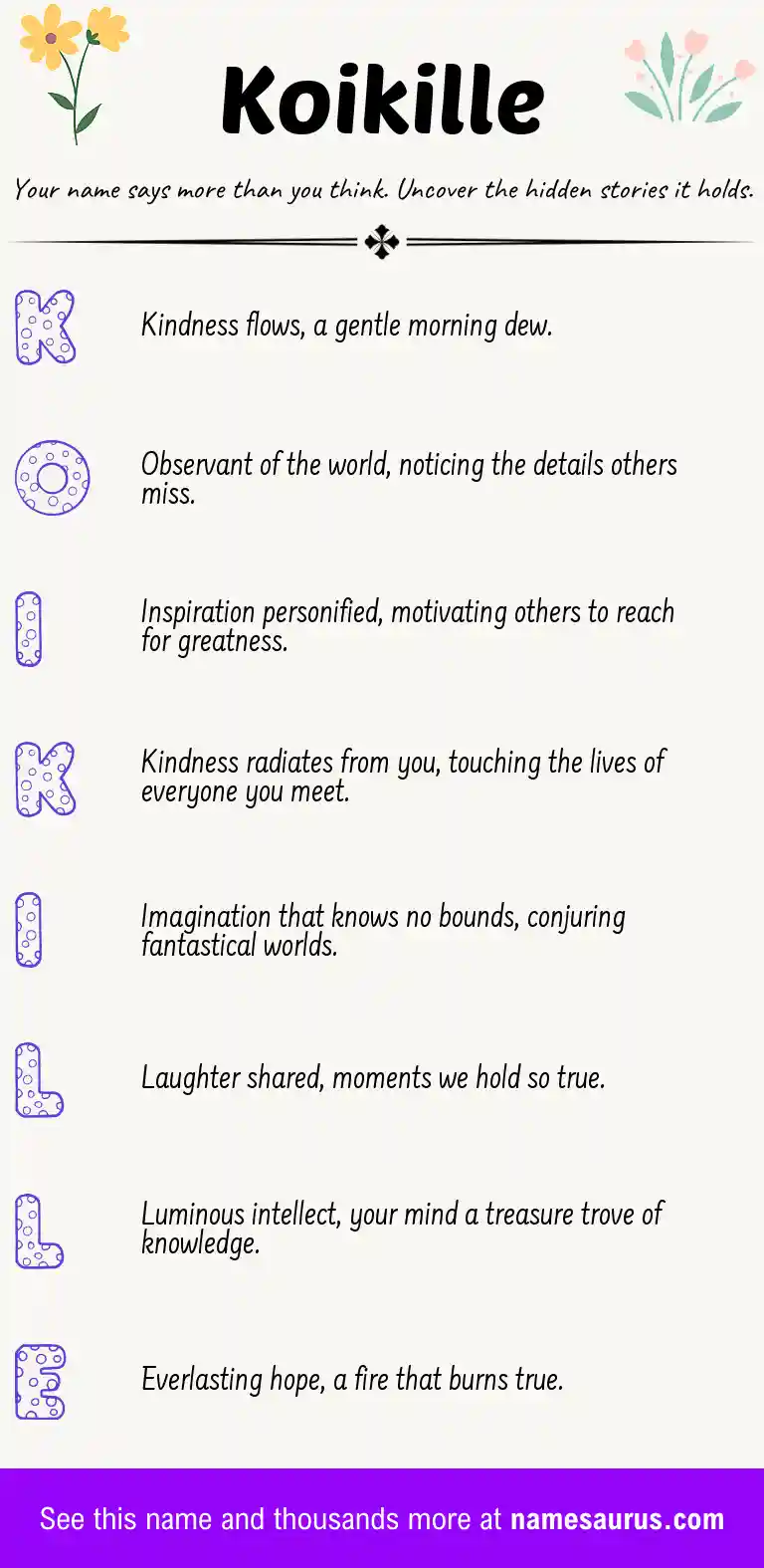 Acrostic poem about Koikille.