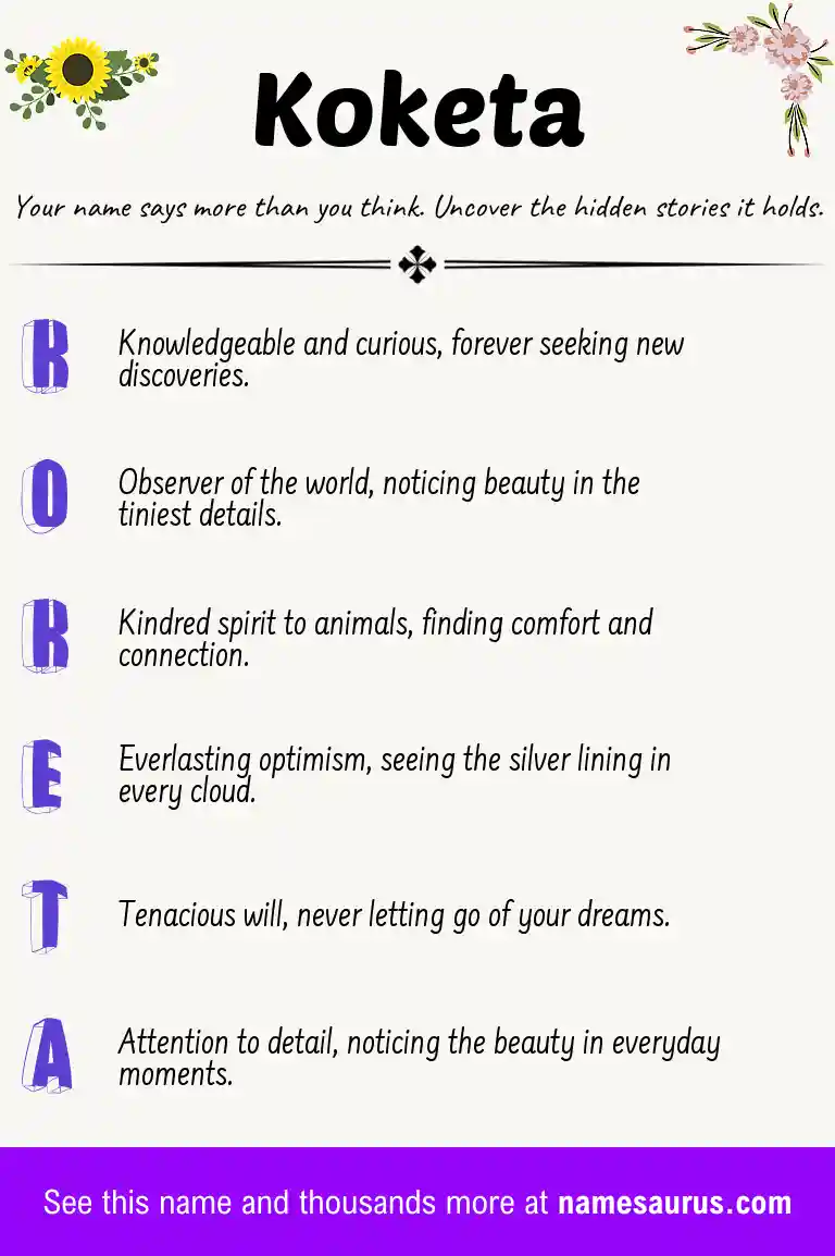 Acrostic poem about Koketa.