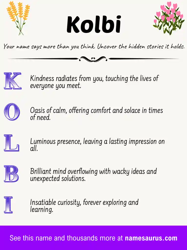 Acrostic poem about Kolbi.