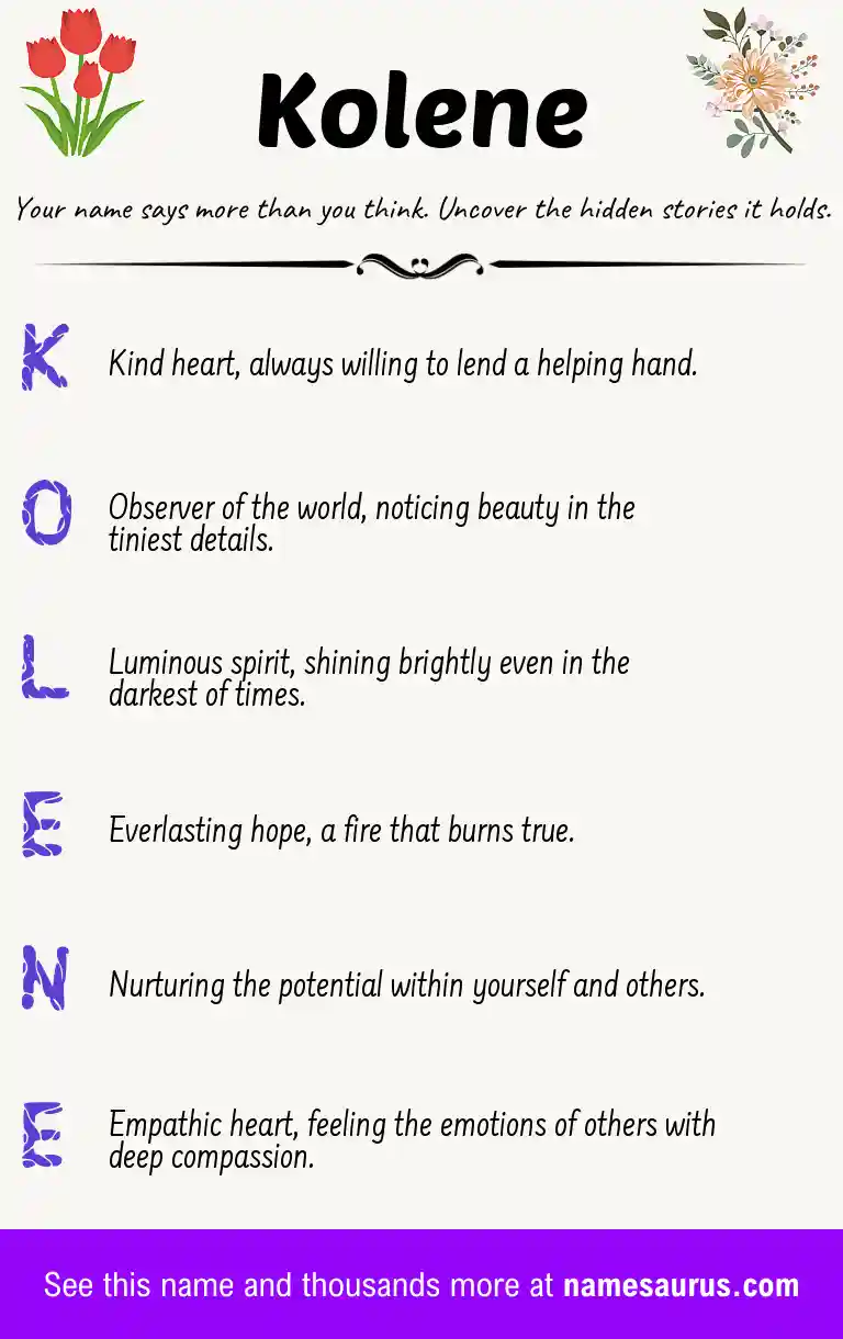 Acrostic poem about Kolene.