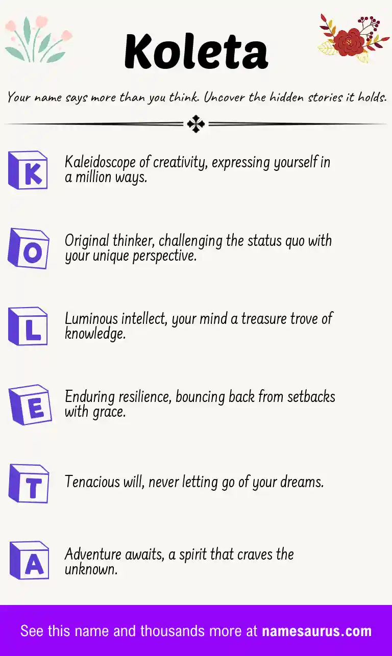Acrostic poem about Koleta.