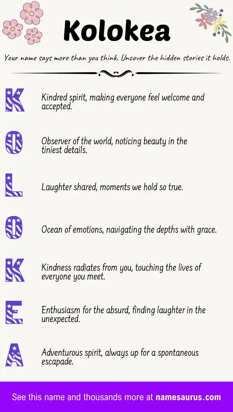 Acrostic poem about Kolokea.
