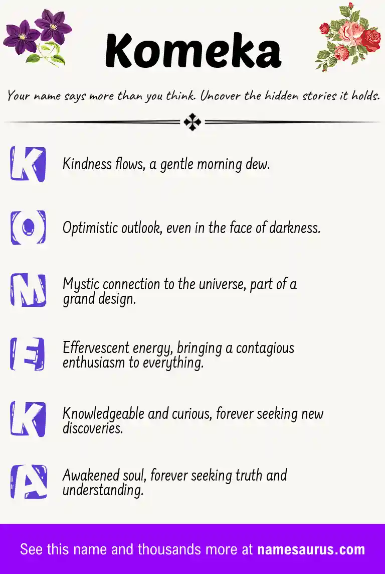 Acrostic poem about Komeka.