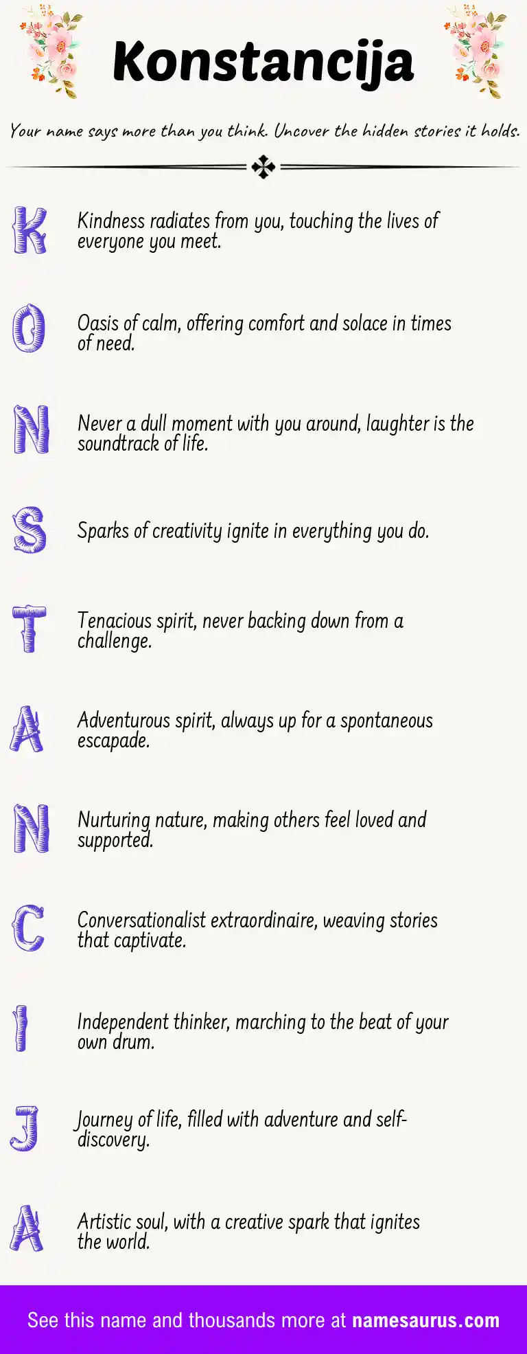 Acrostic poem about Konstancija.