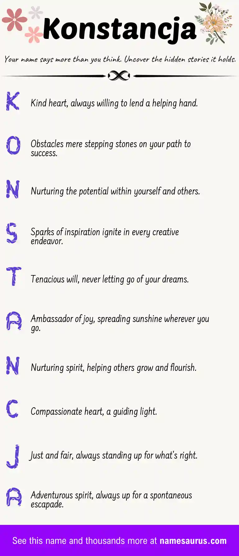 Acrostic poem about Konstancja.
