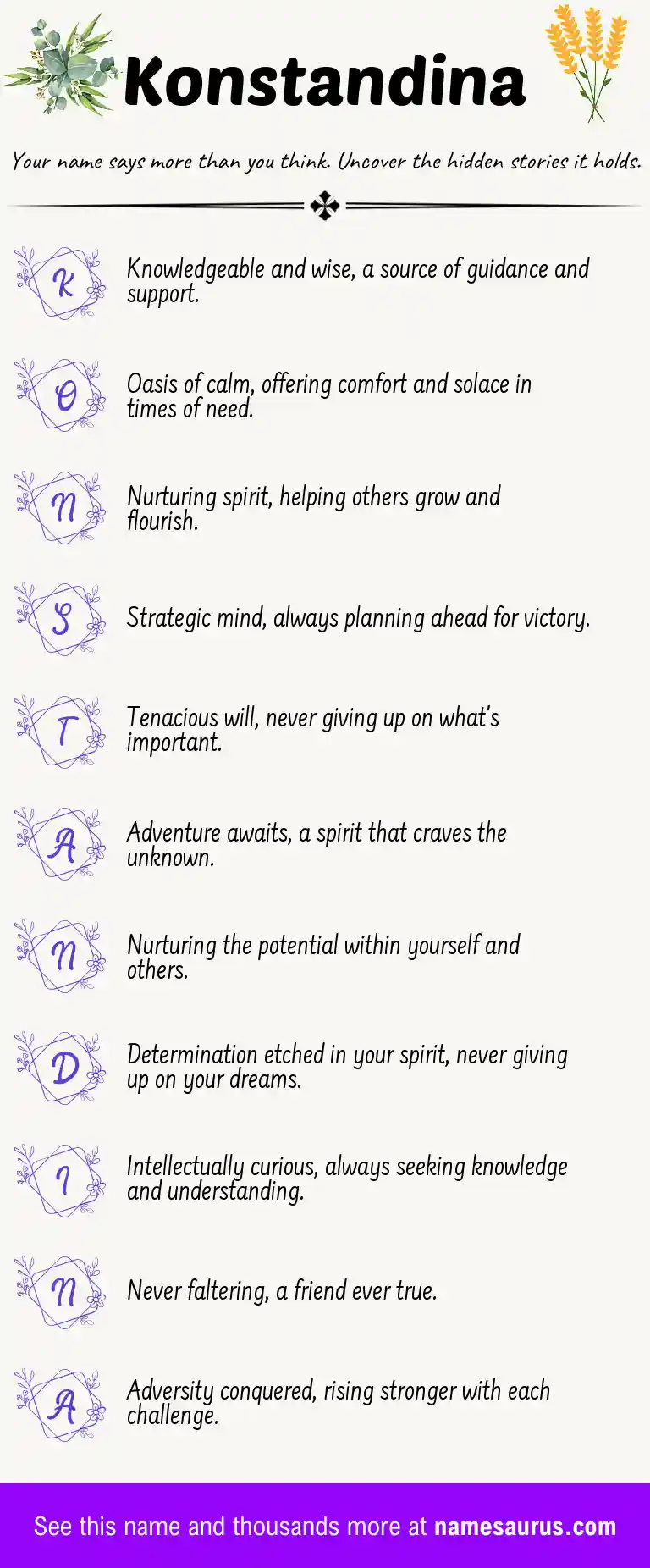 Acrostic poem about Konstandina.