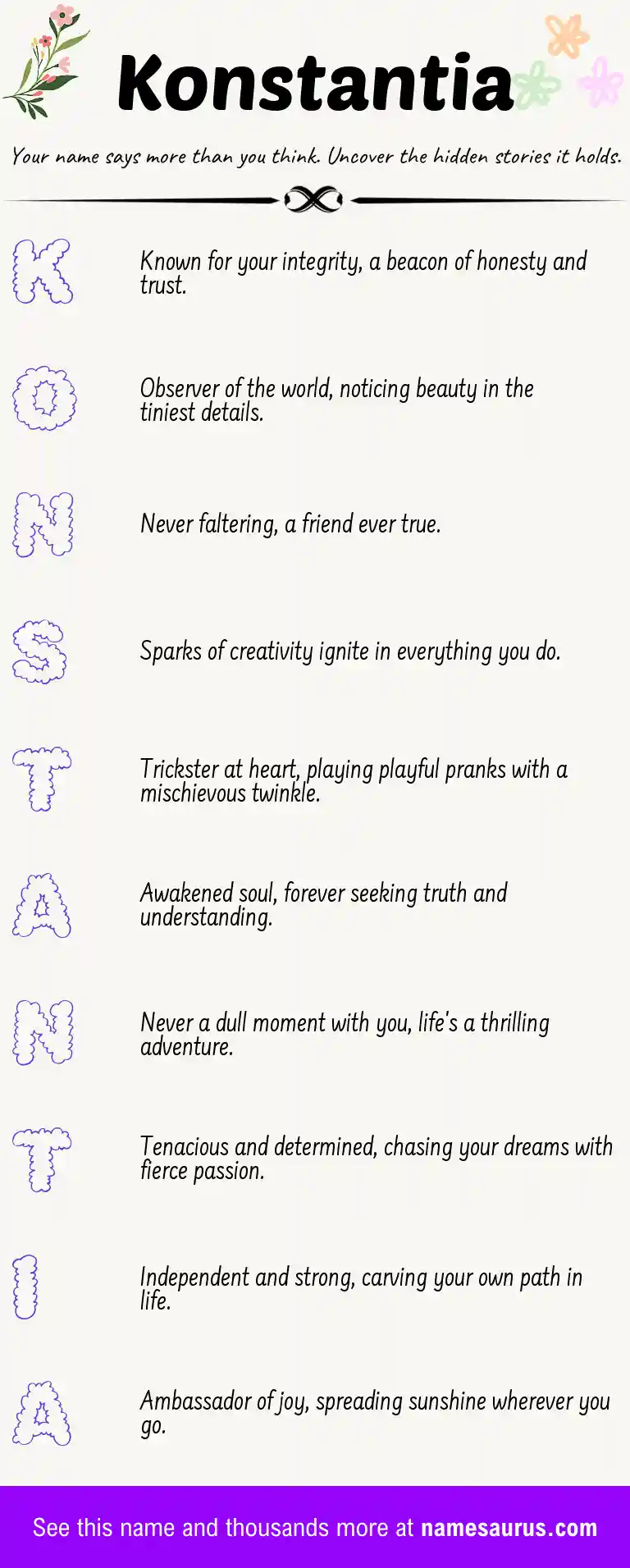 Acrostic poem about Konstantia.