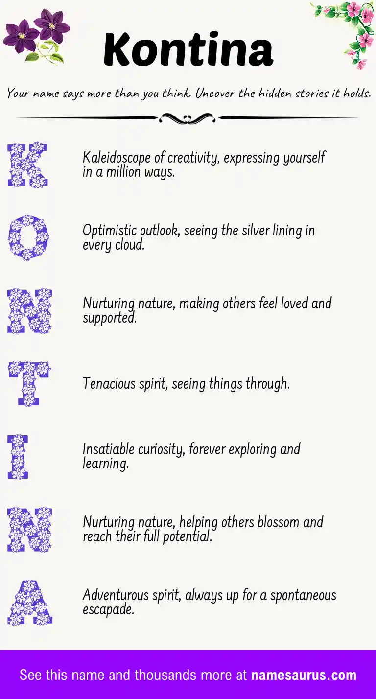 Acrostic poem about Kontina.