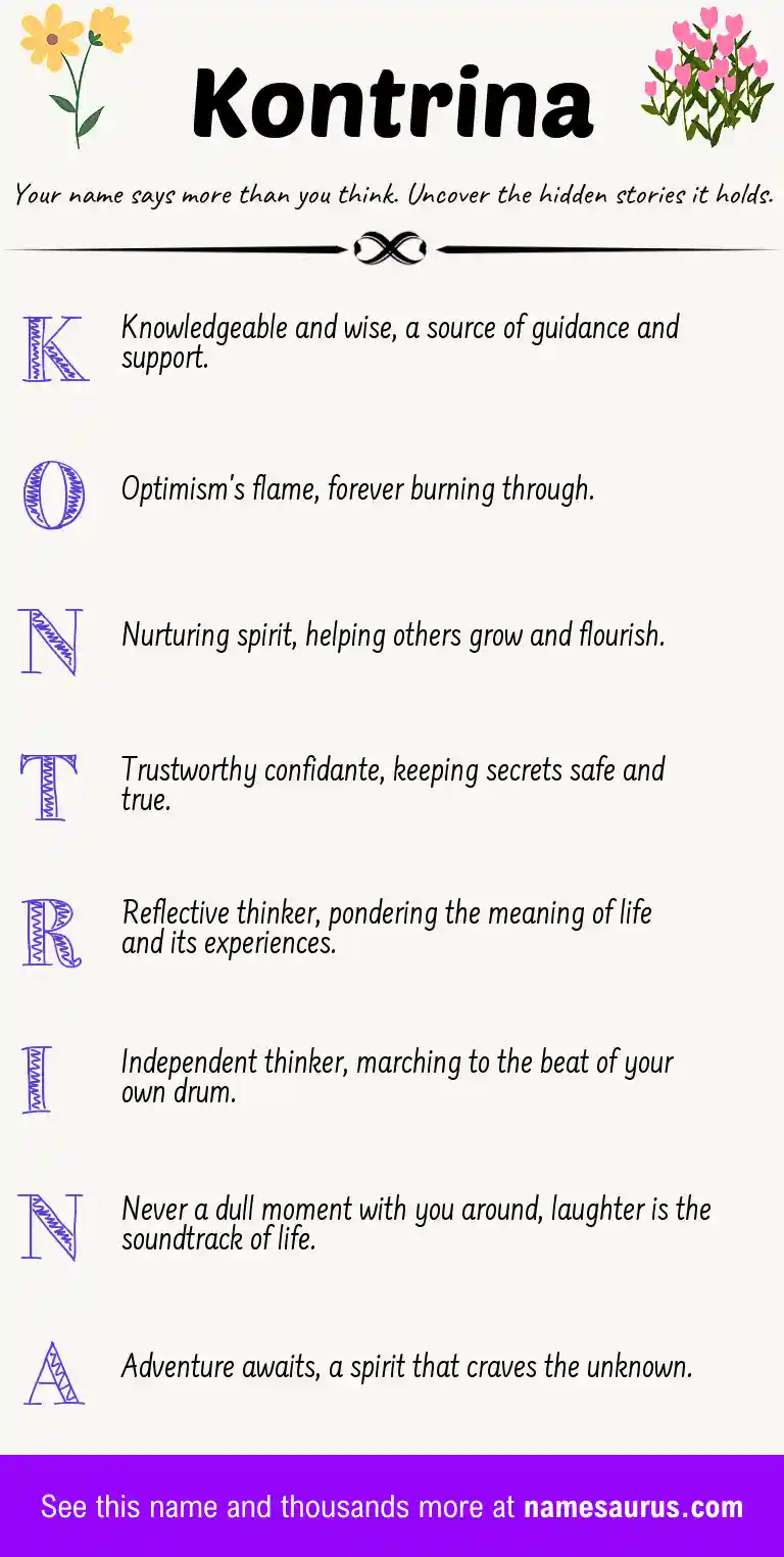 Acrostic poem about Kontrina.