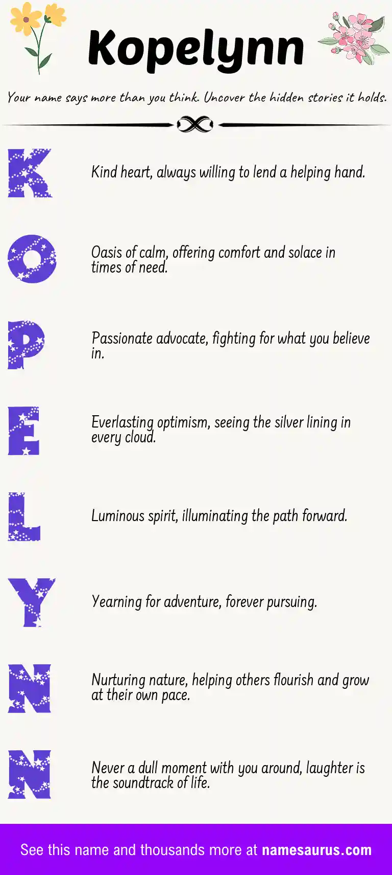 Acrostic poem about Kopelynn.