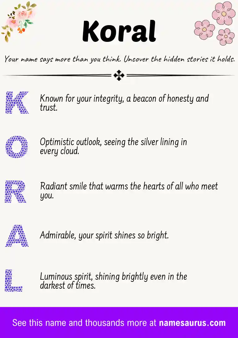 Acrostic poem about Koral.