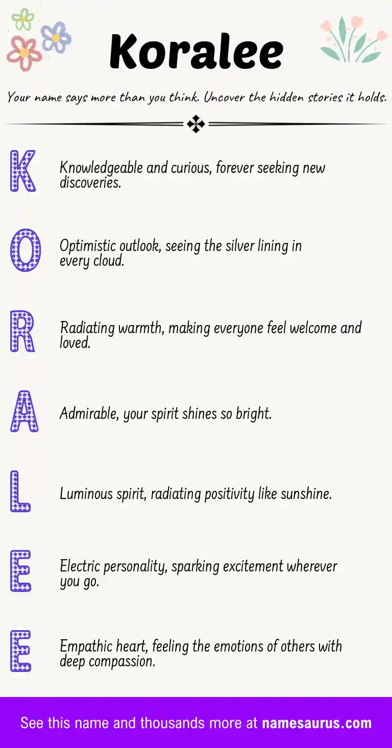 Acrostic poem about Koralee.