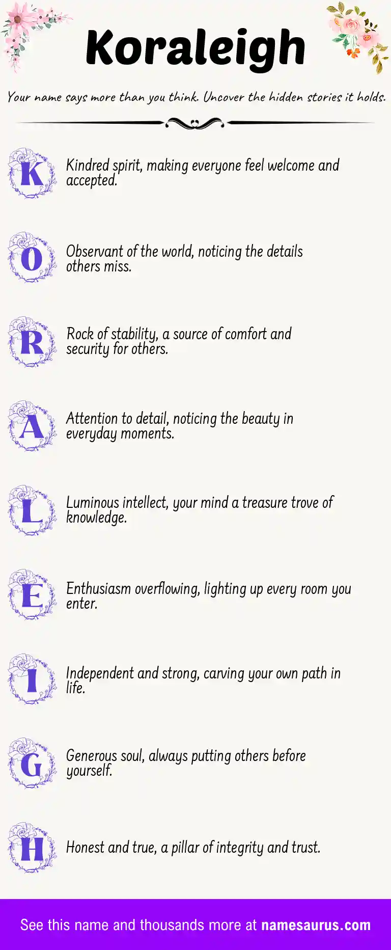 Acrostic poem about Koraleigh.