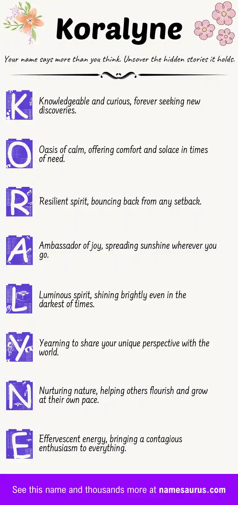 Acrostic poem about Koralyne.