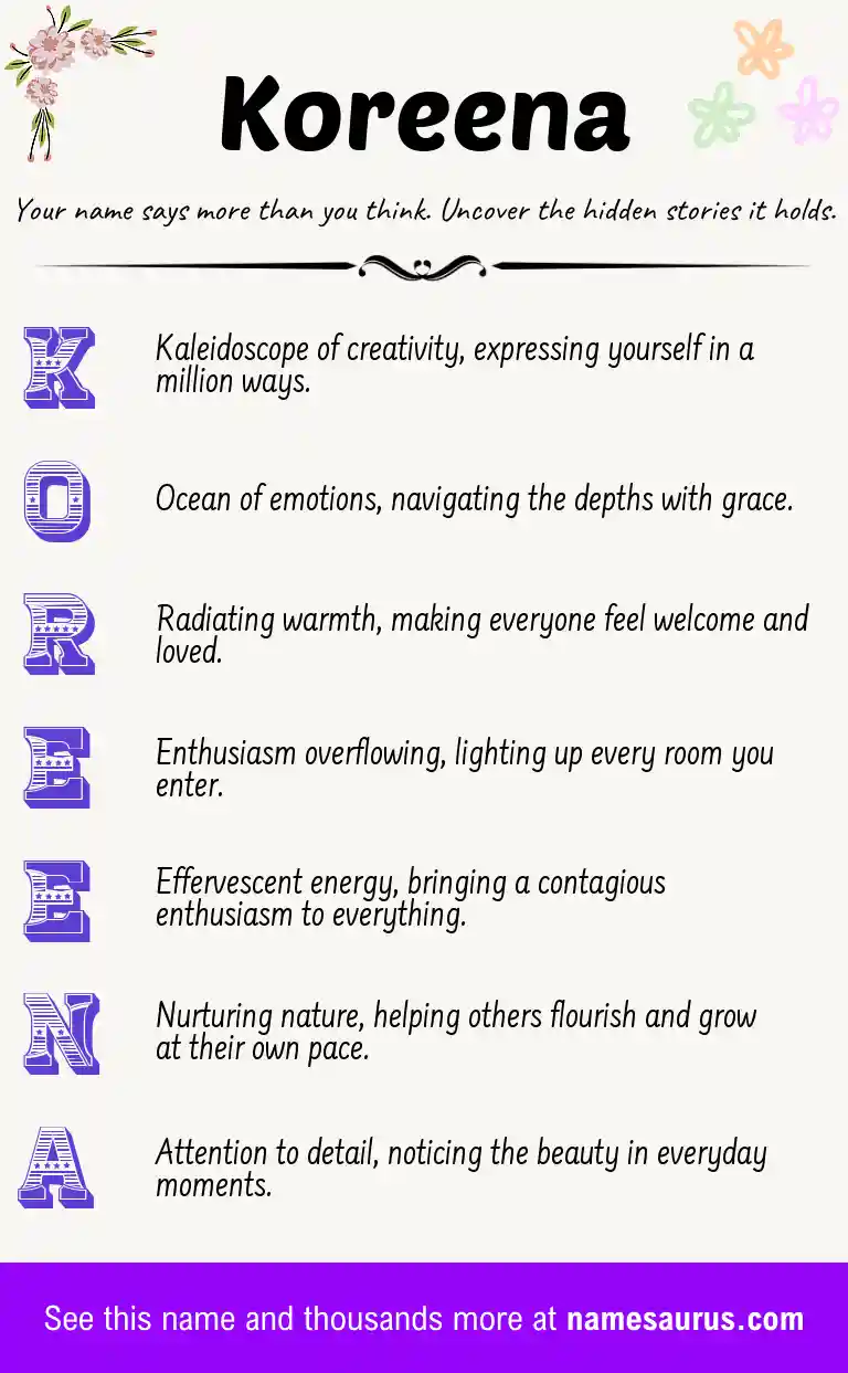 Acrostic poem about Koreena.