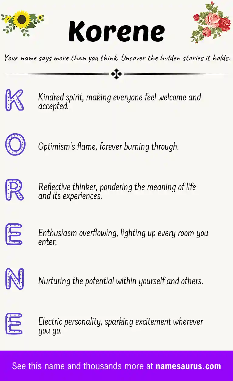 Acrostic poem about Korene.
