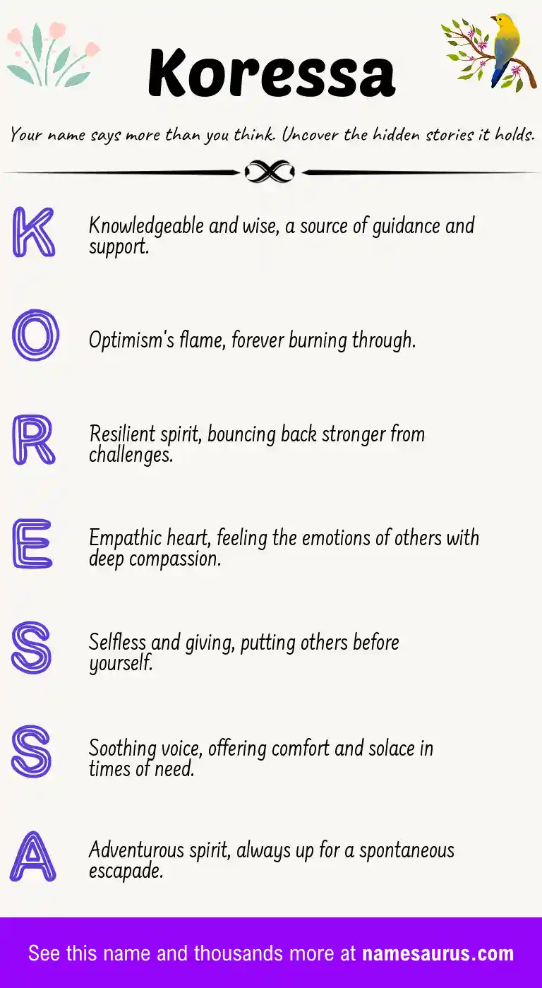 Acrostic poem about Koressa.