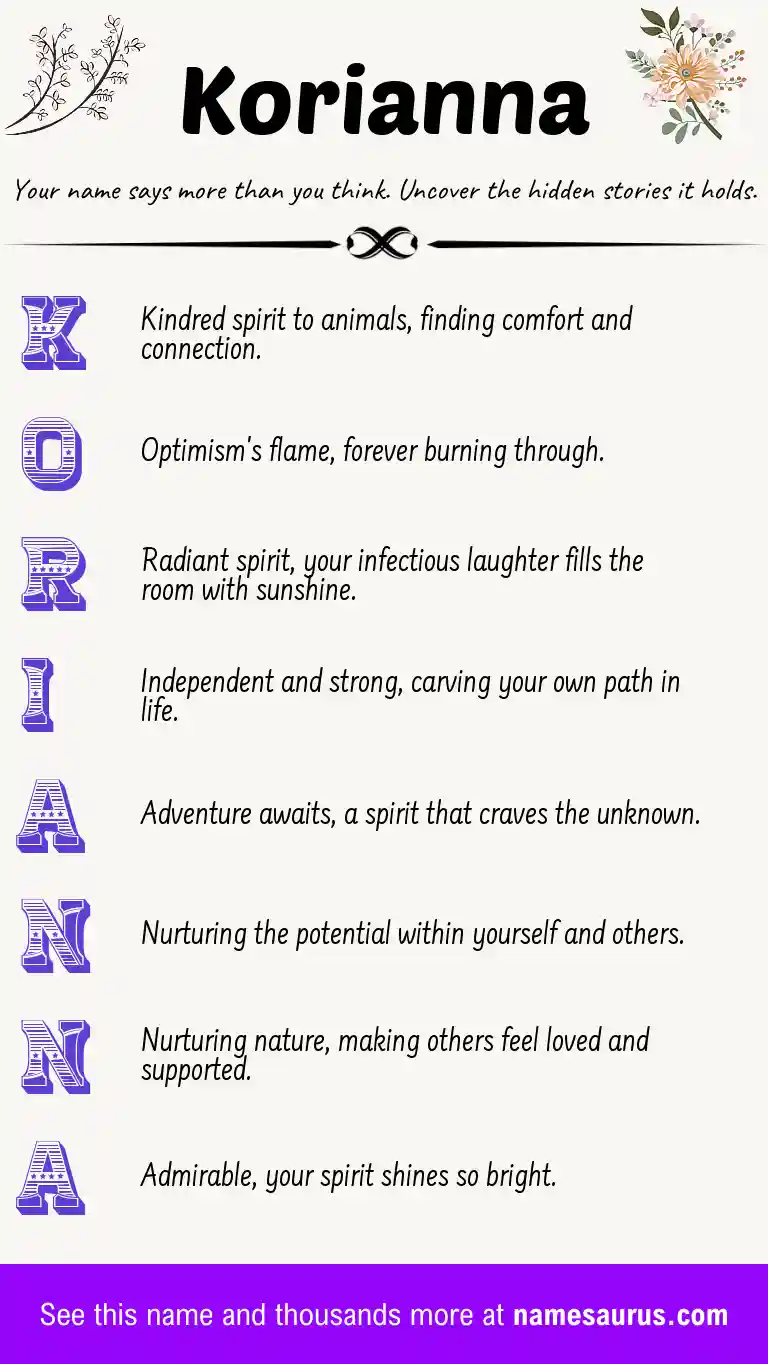 Acrostic poem about Korianna.