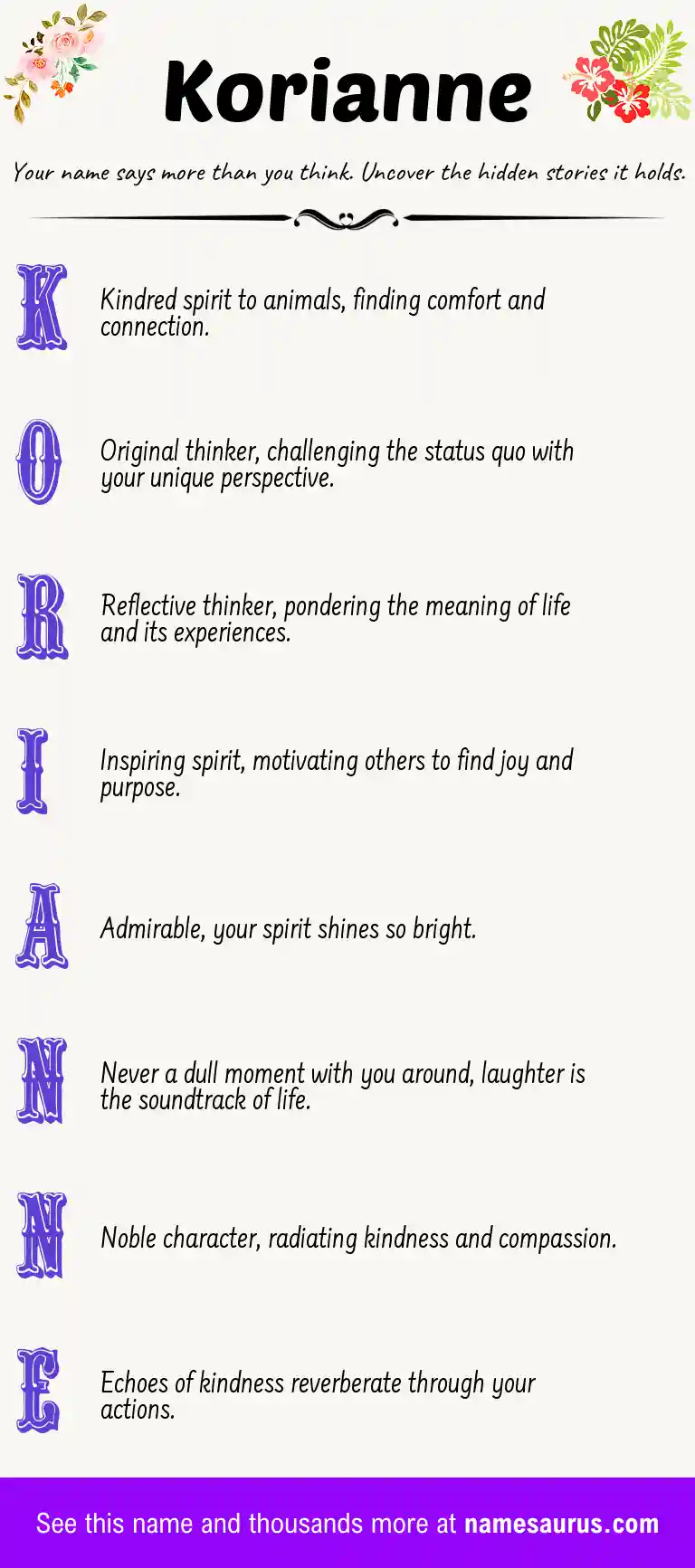 Acrostic poem about Korianne.