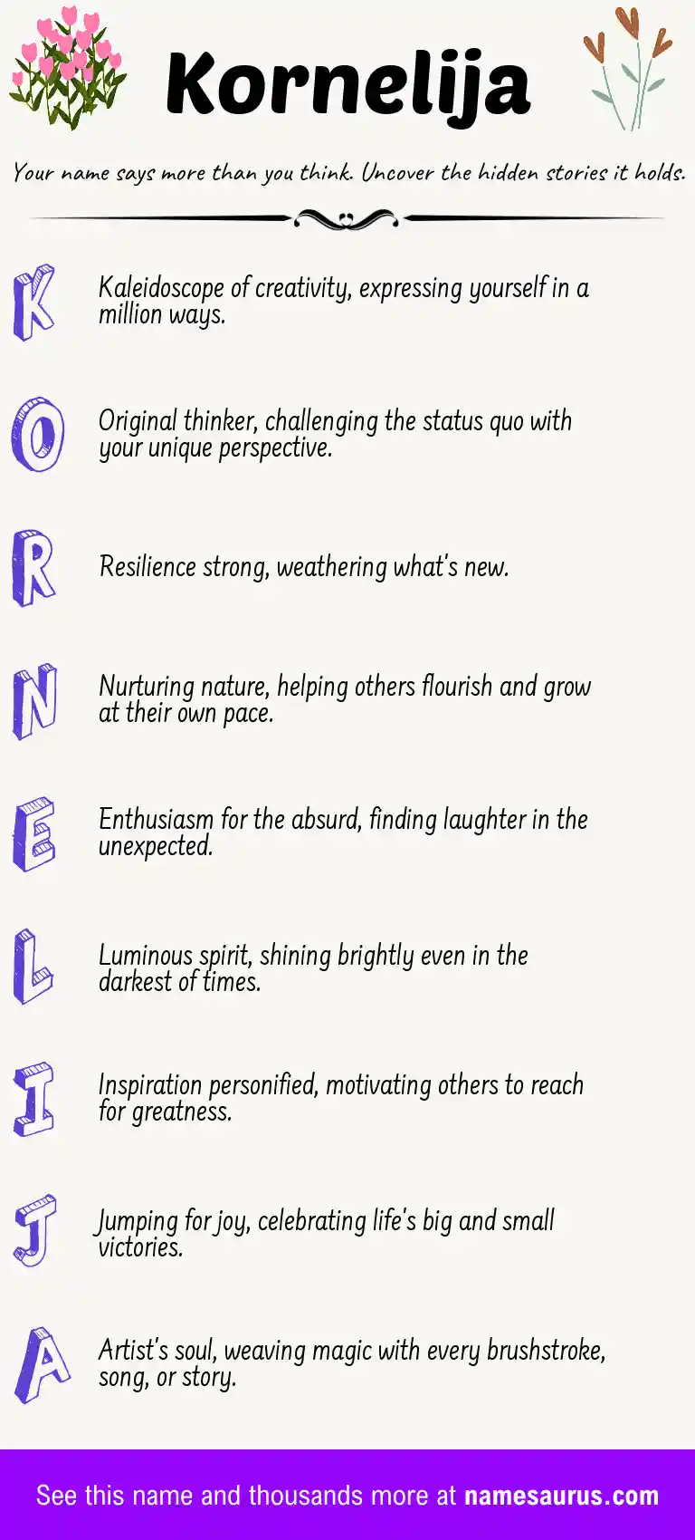 Acrostic poem about Kornelija.
