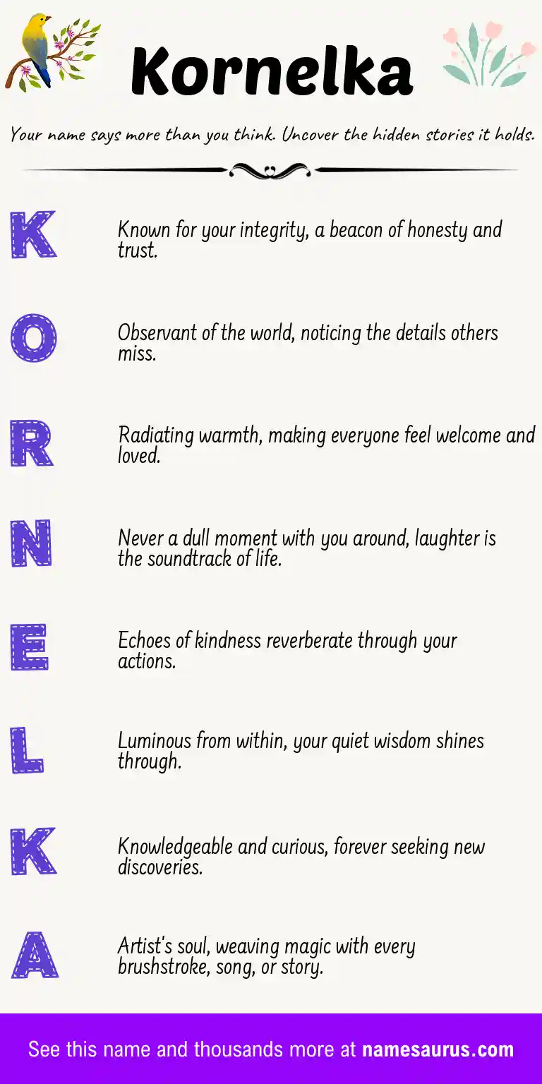 Acrostic poem about Kornelka.