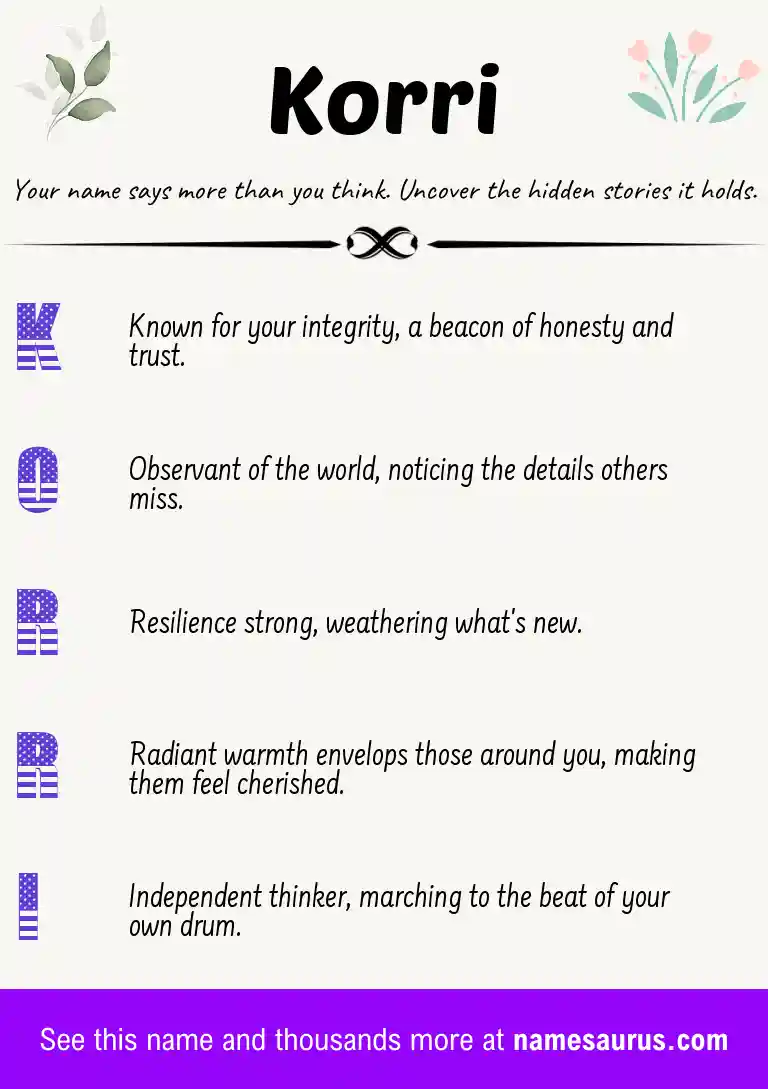 Acrostic poem about Korri.