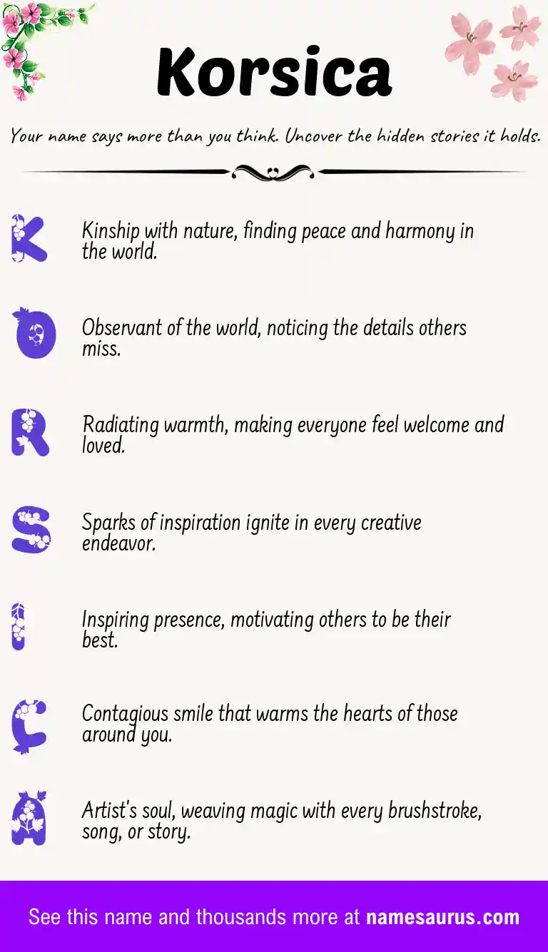 Acrostic poem about Korsica.